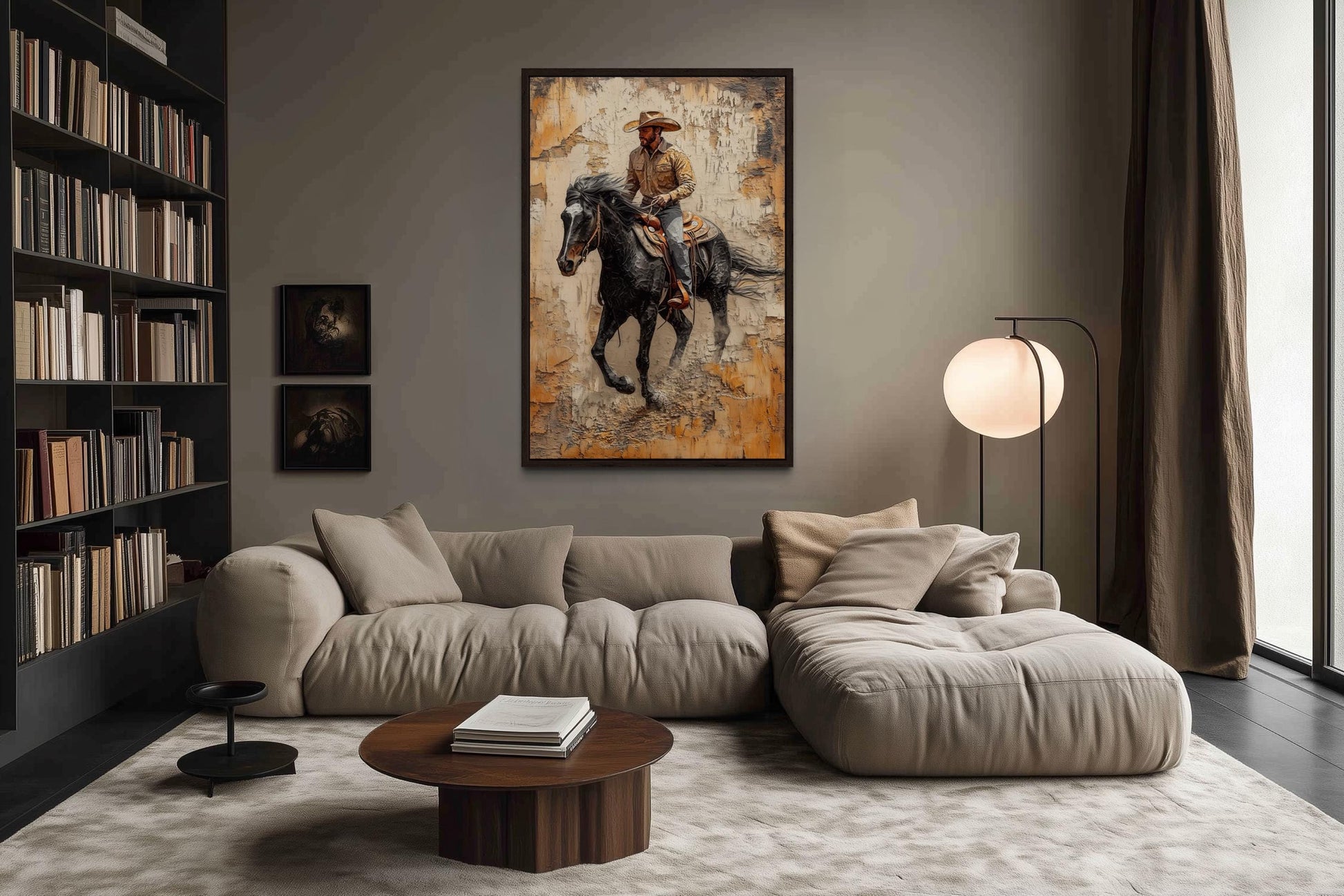 Cowboy Canvas Wall Art - Western Rustic Horseback Cowboy Print | Man Cave Wall Art