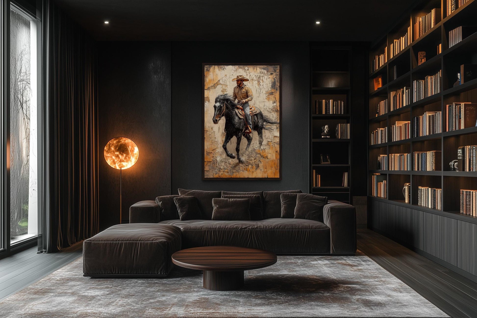 Cowboy Canvas Wall Art - Western Rustic Horseback Cowboy Print | Man Cave Wall Art