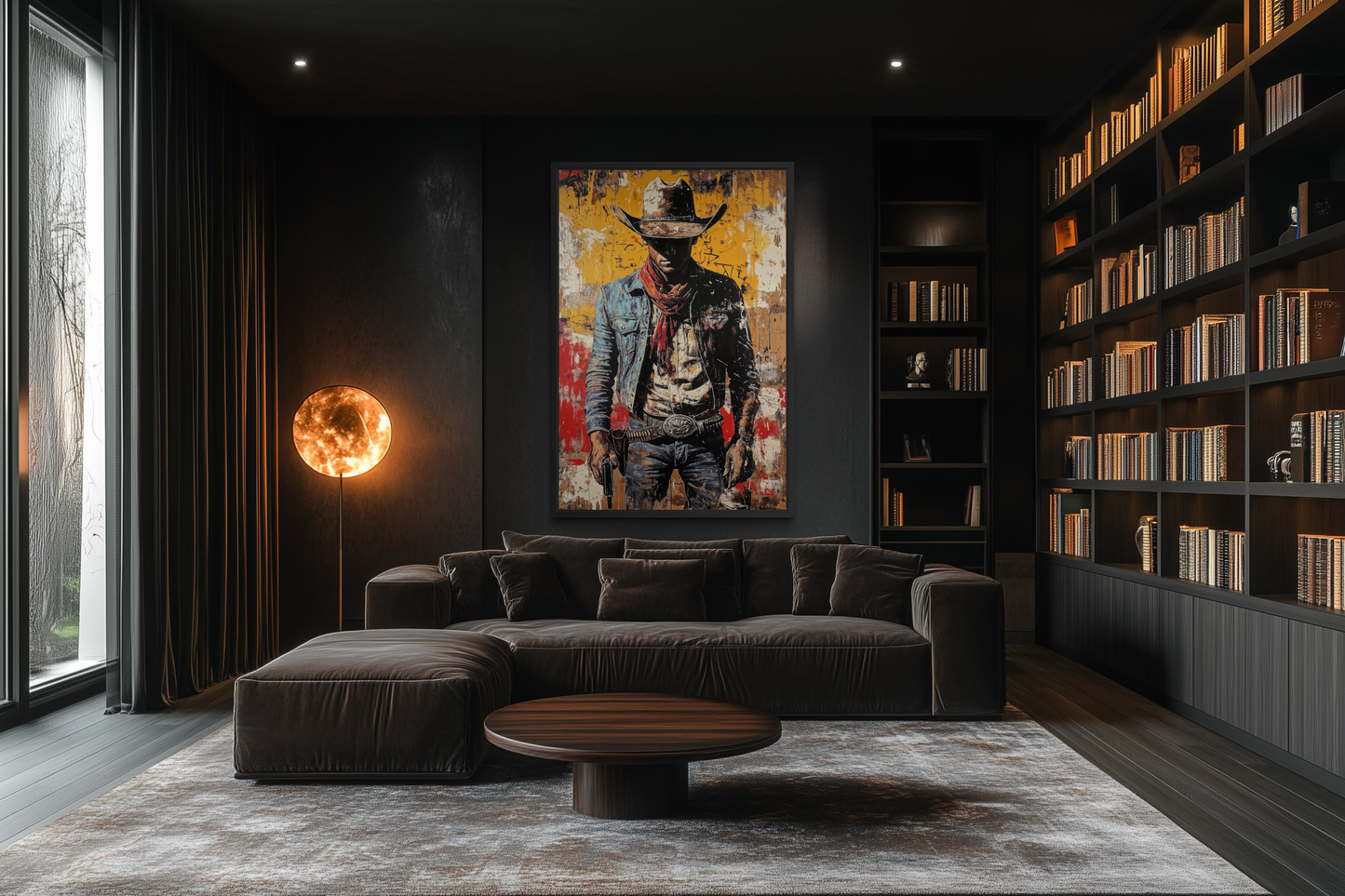 Cowboy Graffiti Framed Canvas Wall Art - Wild West Decor