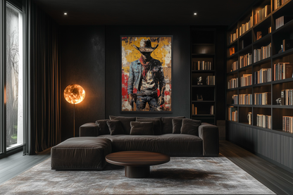 Cowboy Graffiti Framed Canvas Wall Art - Wild West Decor