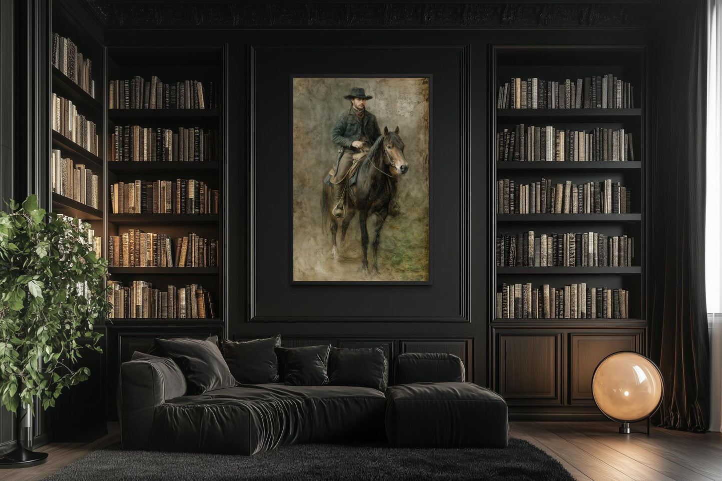 Cowboy Wall Art - Rustic Western Canvas Print | Vintage Equestrian Painting