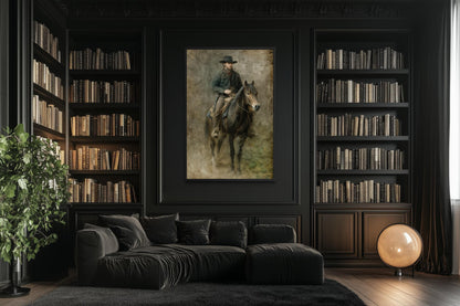 Cowboy Wall Art - Rustic Western Canvas Print | Vintage Equestrian Painting