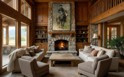 Cowboy Wall Art - Rustic Western Canvas Print | Vintage Equestrian Painting