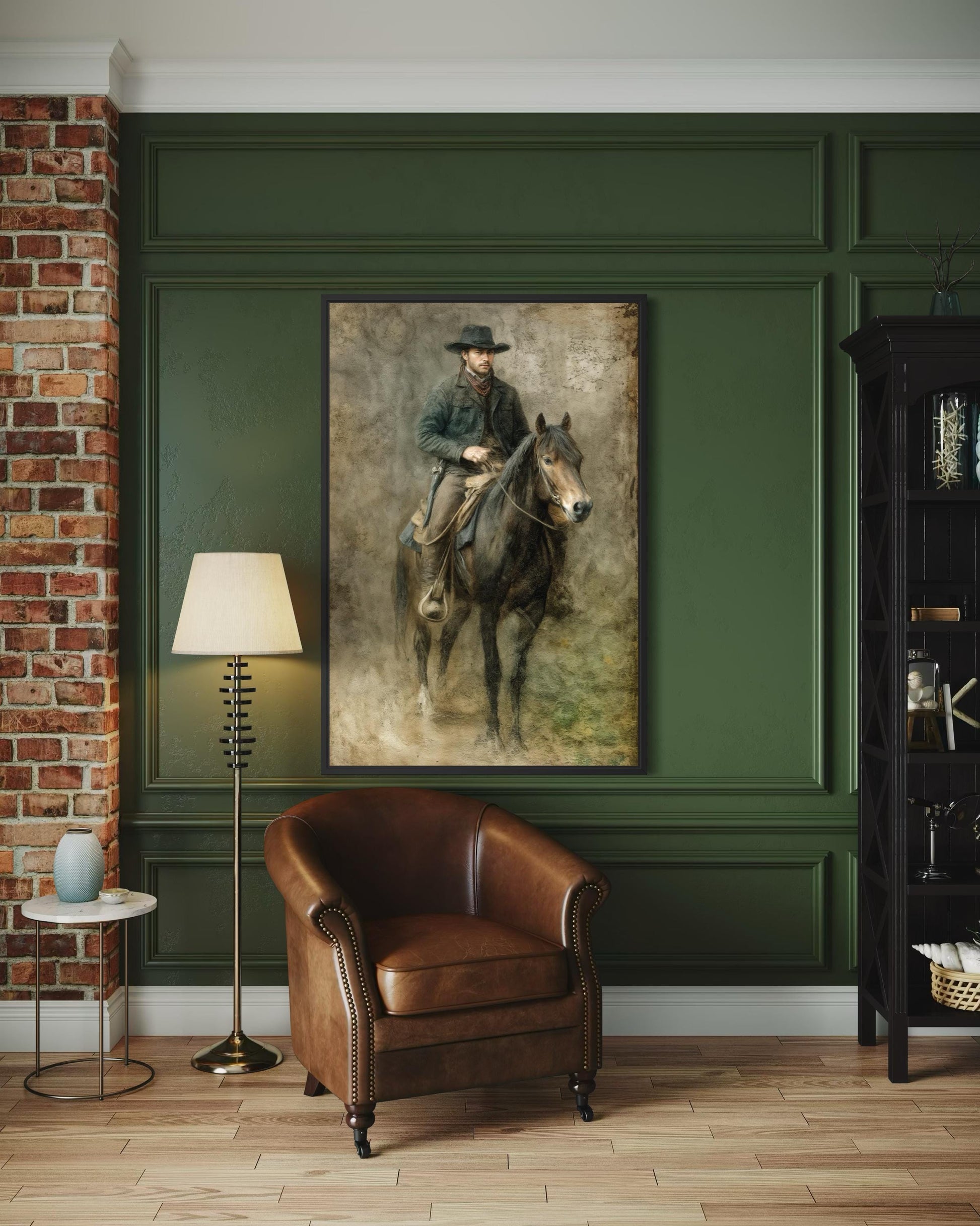 Cowboy Wall Art - Rustic Western Canvas Print | Vintage Equestrian Painting
