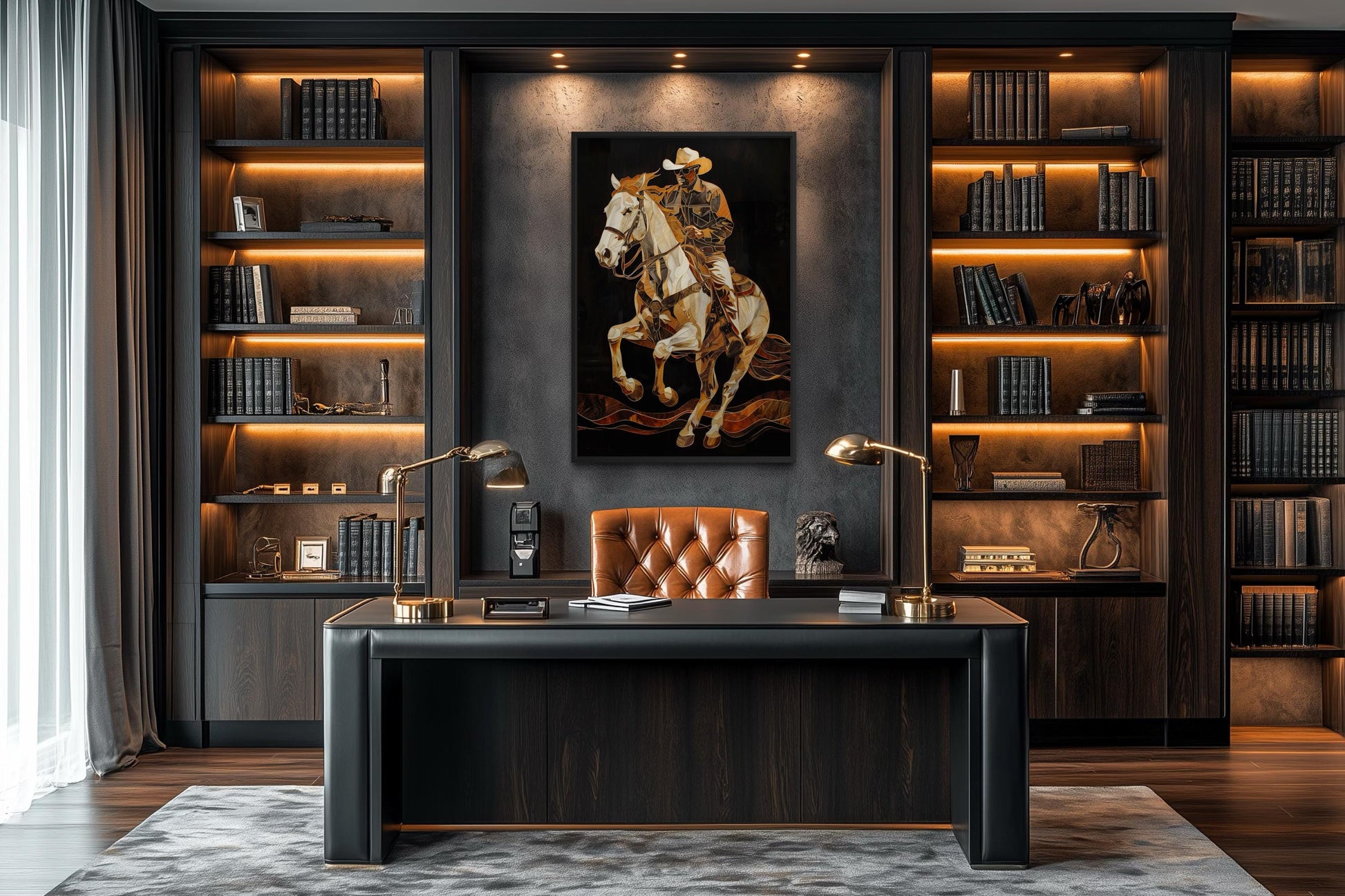 Cowboy Wall Art - Western Rider Painting on Canvas | Rustic Man Cave Decor