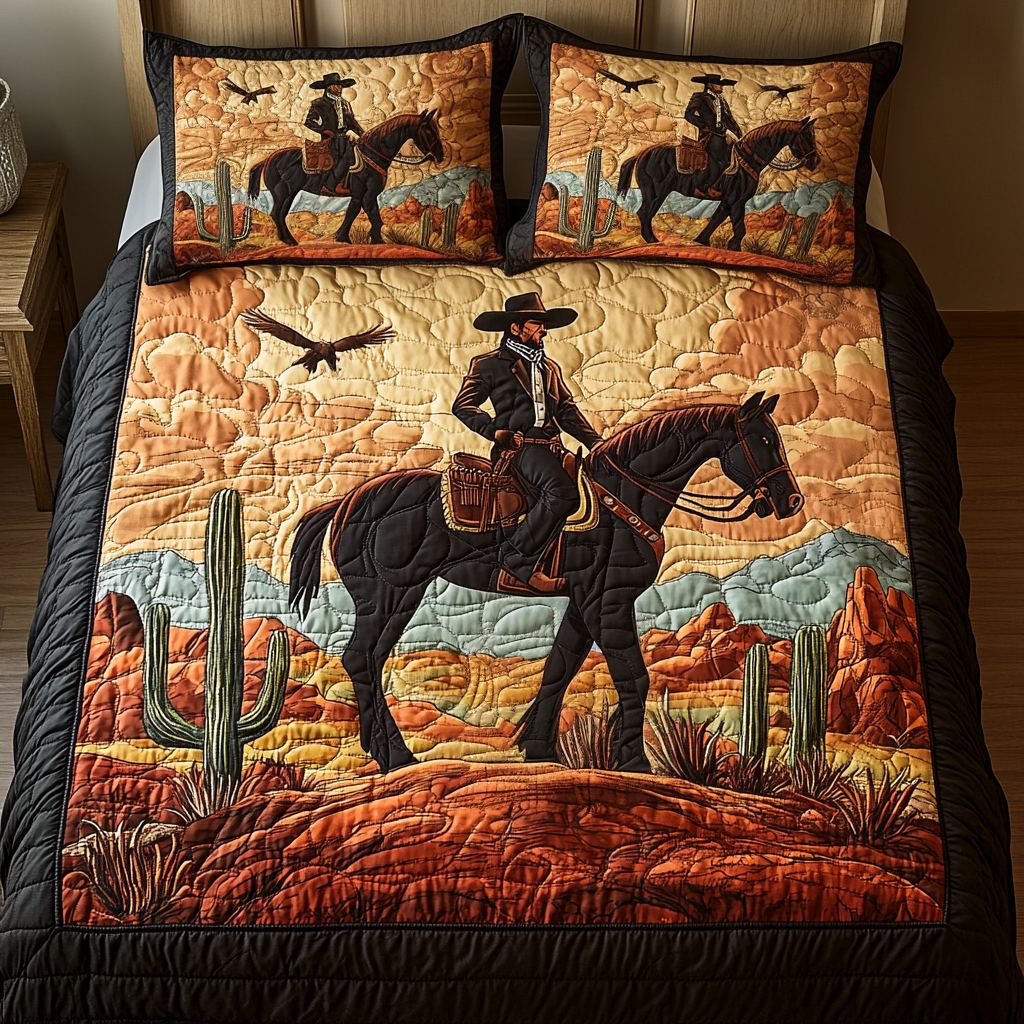 Cowboy Dusk 3-Piece Quilted Bedding Set - Single (59" x 70")