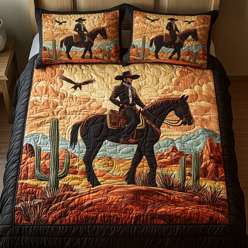 Cowboy Dusk 3-Piece Quilted Bedding Set - Single (59" x 70")