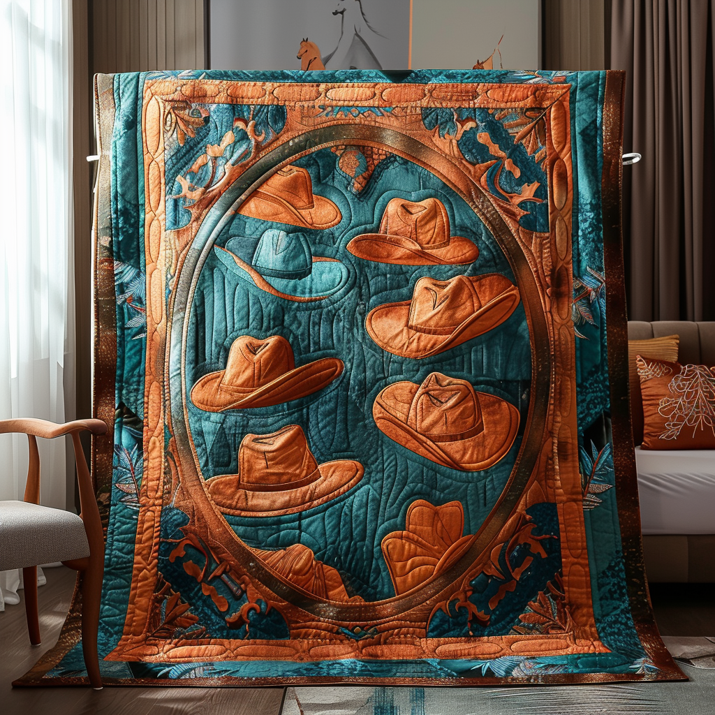 Throw (55'' x 60'') /Cowboy Hats Chronicle Quilted Blanket