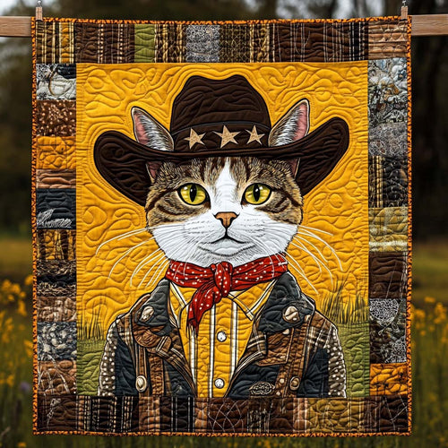 Cowboy Kitty Quilted Blanket - Throw (55" x 60")