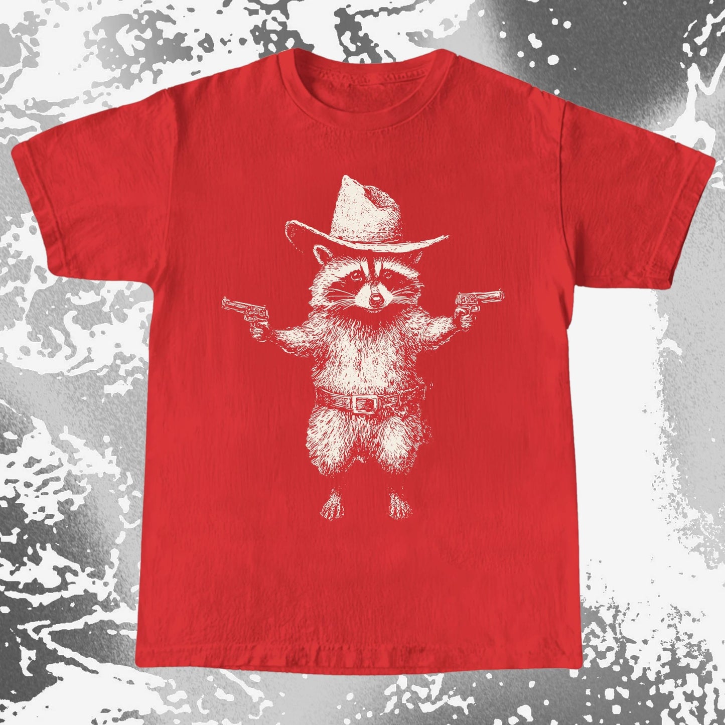Cowboy Raccoon Dual Pistols, funny meme tee gift (view 7)
