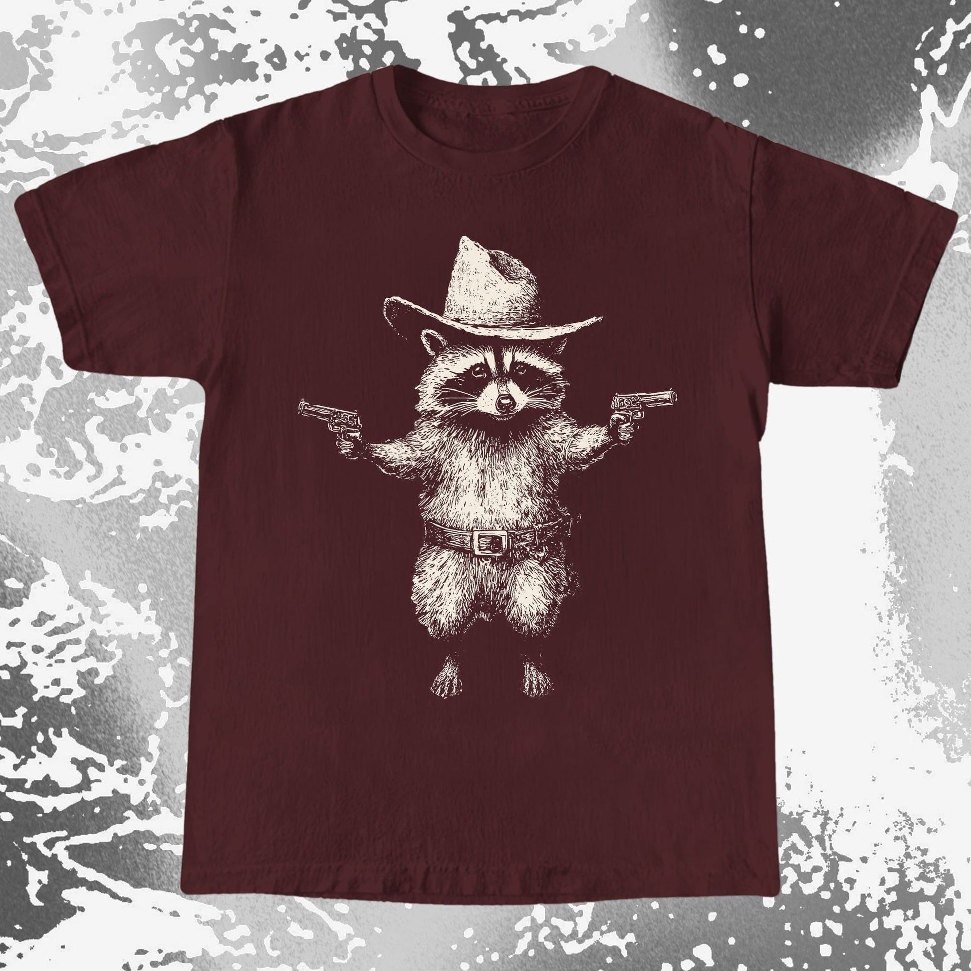 Cowboy Raccoon Dual Pistols, funny meme tee gift (view 8)