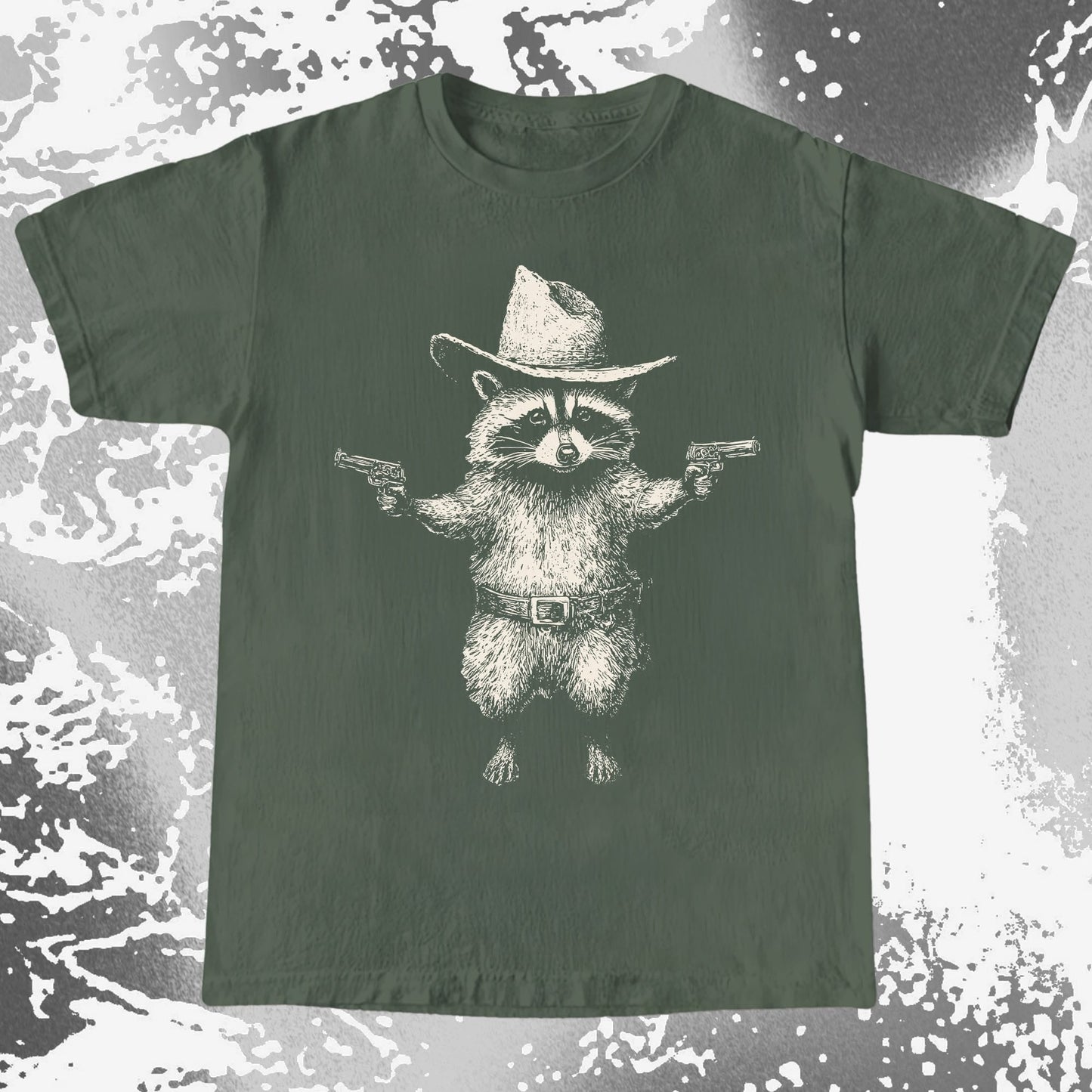 Cowboy Raccoon Dual Pistols, funny meme tee gift (view 4)