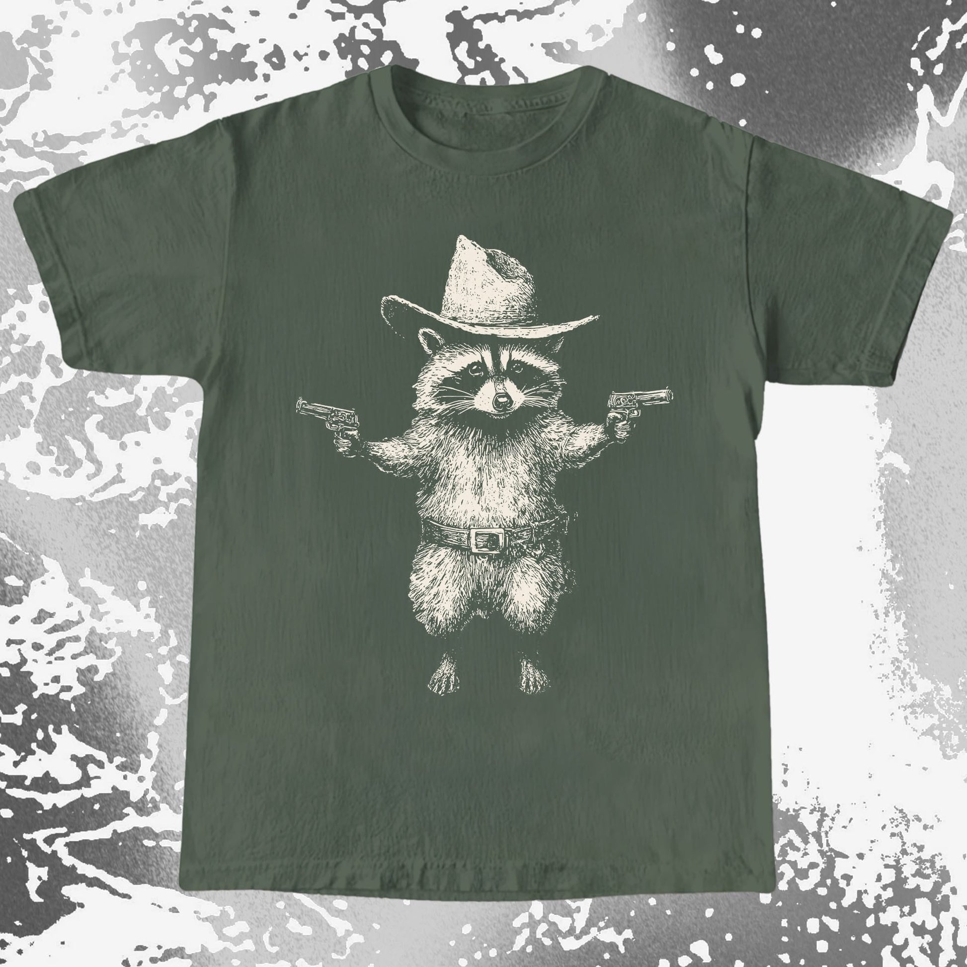 Cowboy Raccoon Dual Pistols, funny meme tee gift (view 4)
