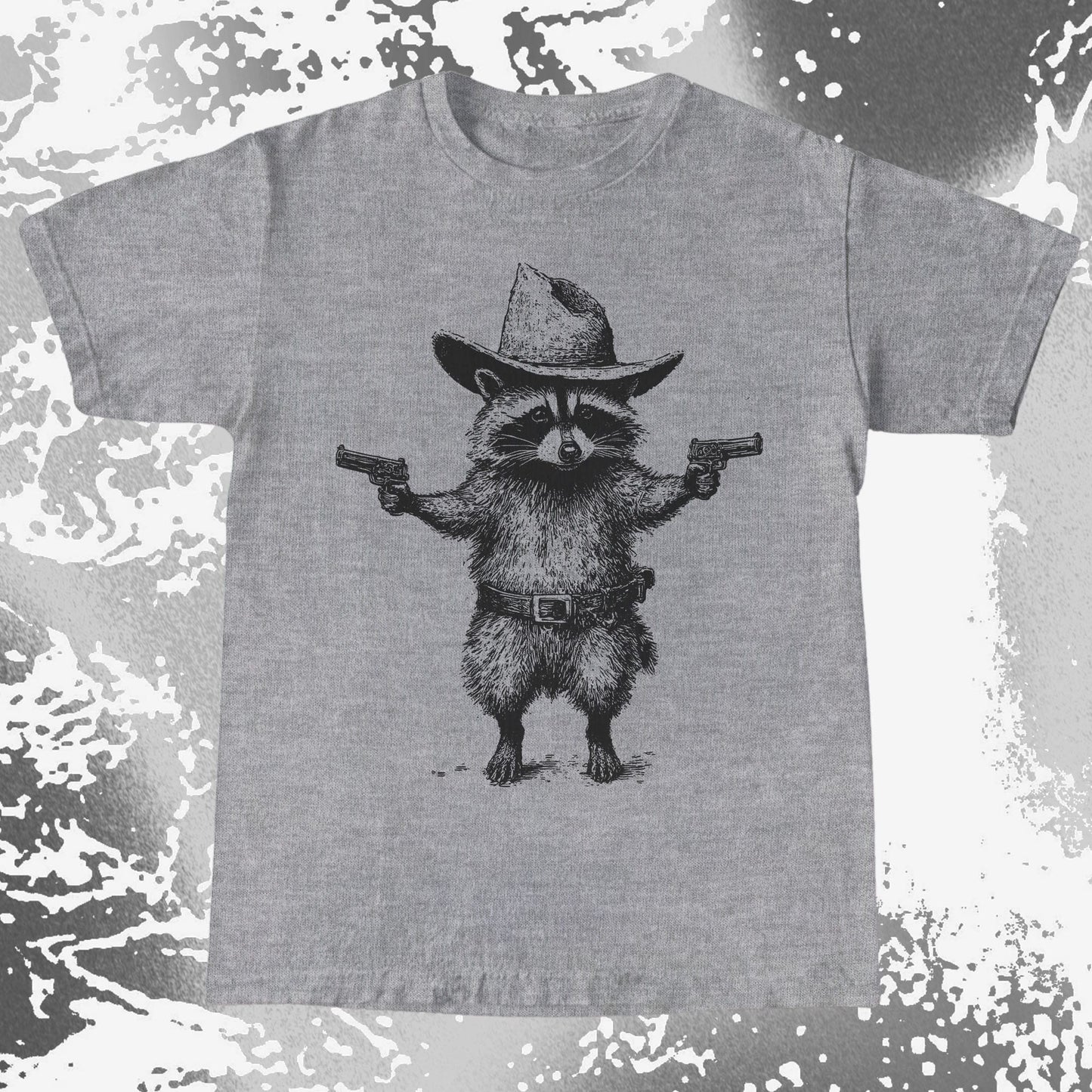 Cowboy Raccoon Dual Pistols, funny meme tee gift (view 6)