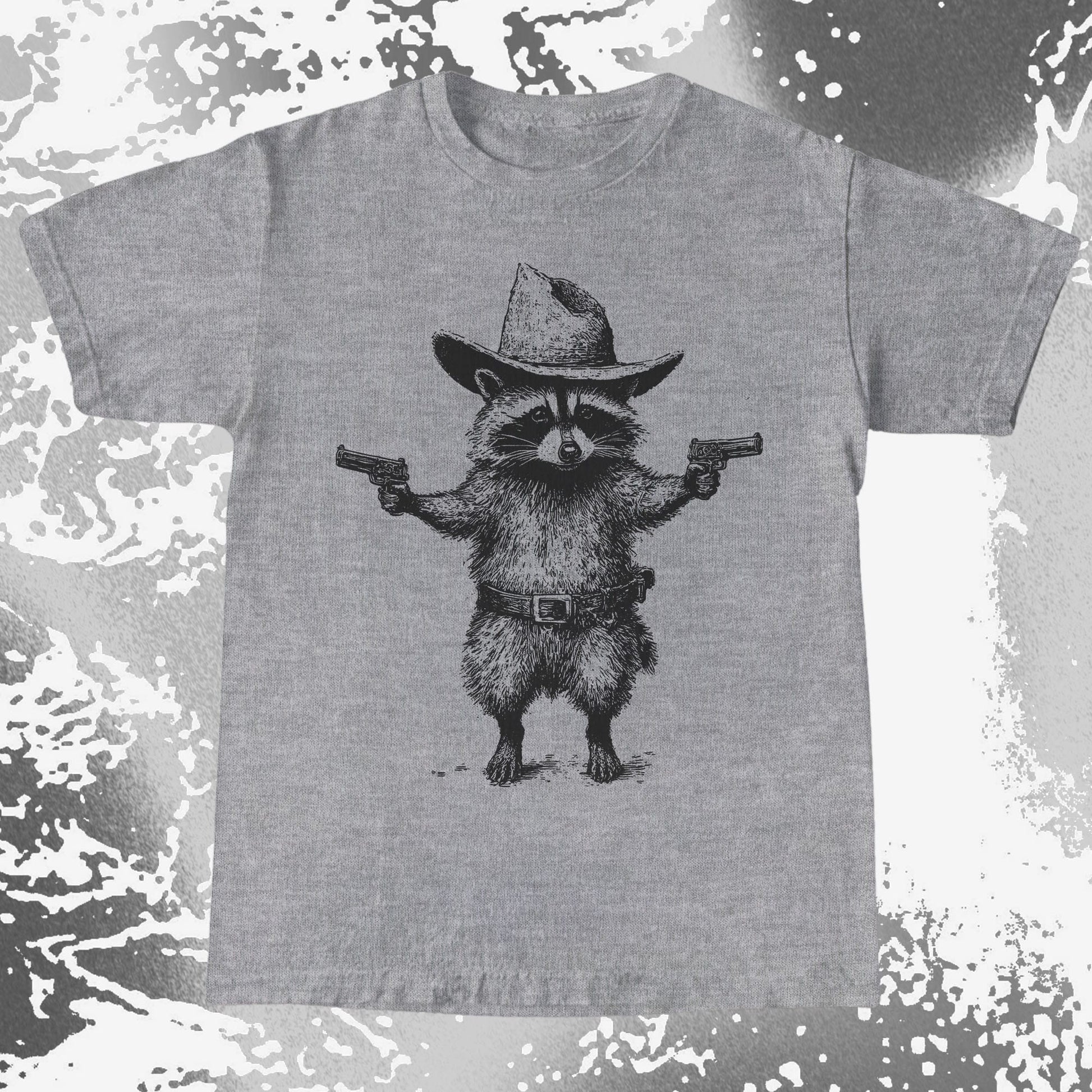 Cowboy Raccoon Dual Pistols, funny meme tee gift (view 6)