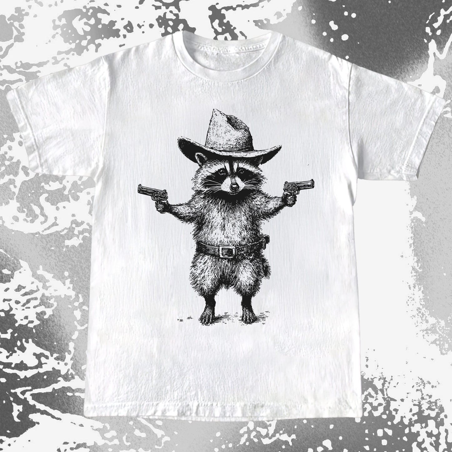 Cowboy Raccoon Dual Pistols, funny meme tee gift