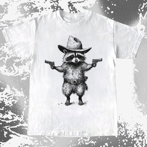 Cowboy Raccoon Dual Pistols, funny meme tee gift