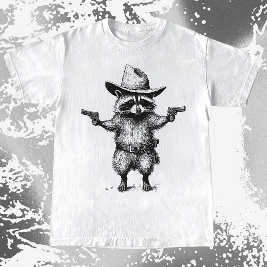 Cowboy Raccoon Dual Pistols, funny meme tee gift