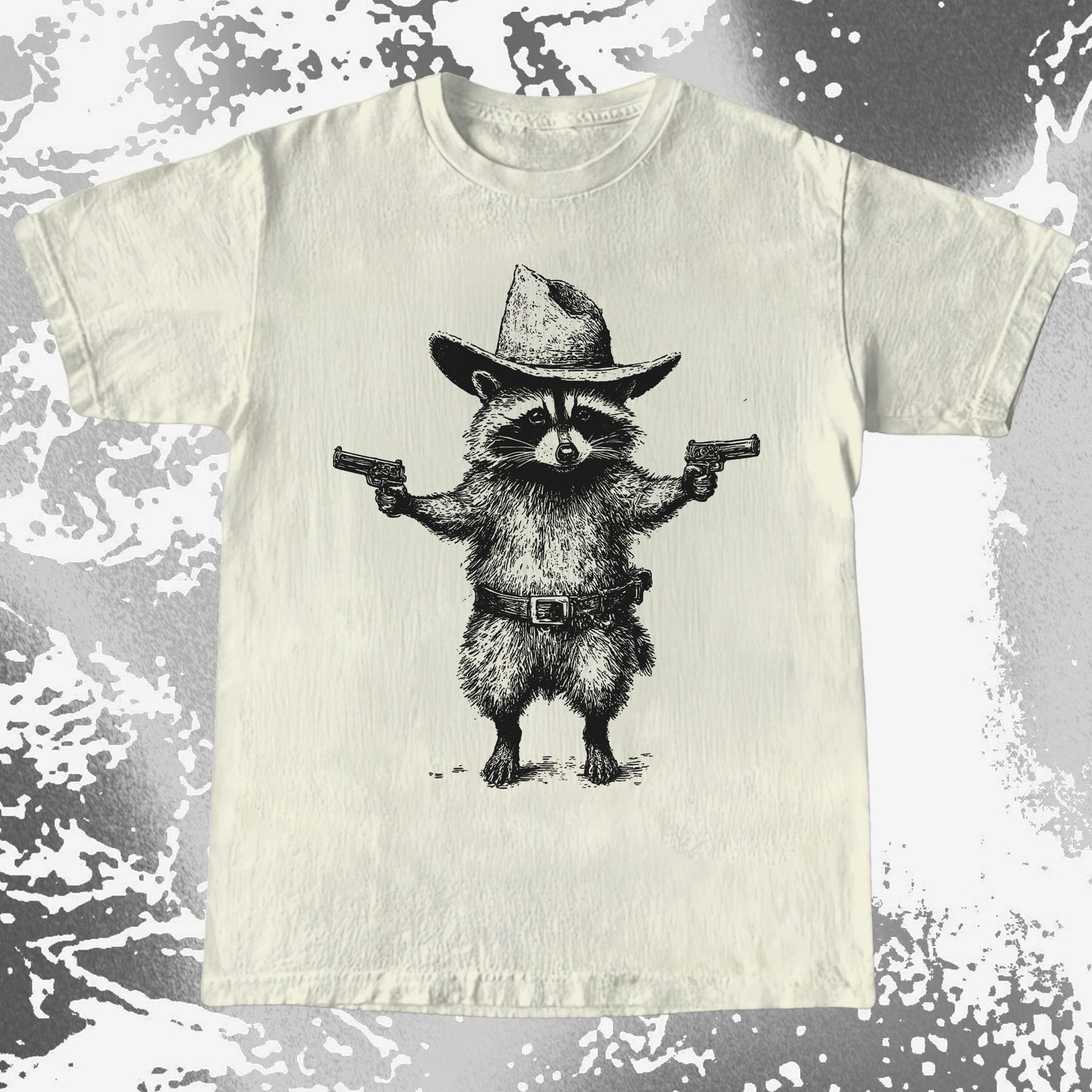 Cowboy Raccoon Dual Pistols, funny meme tee gift (view 3)
