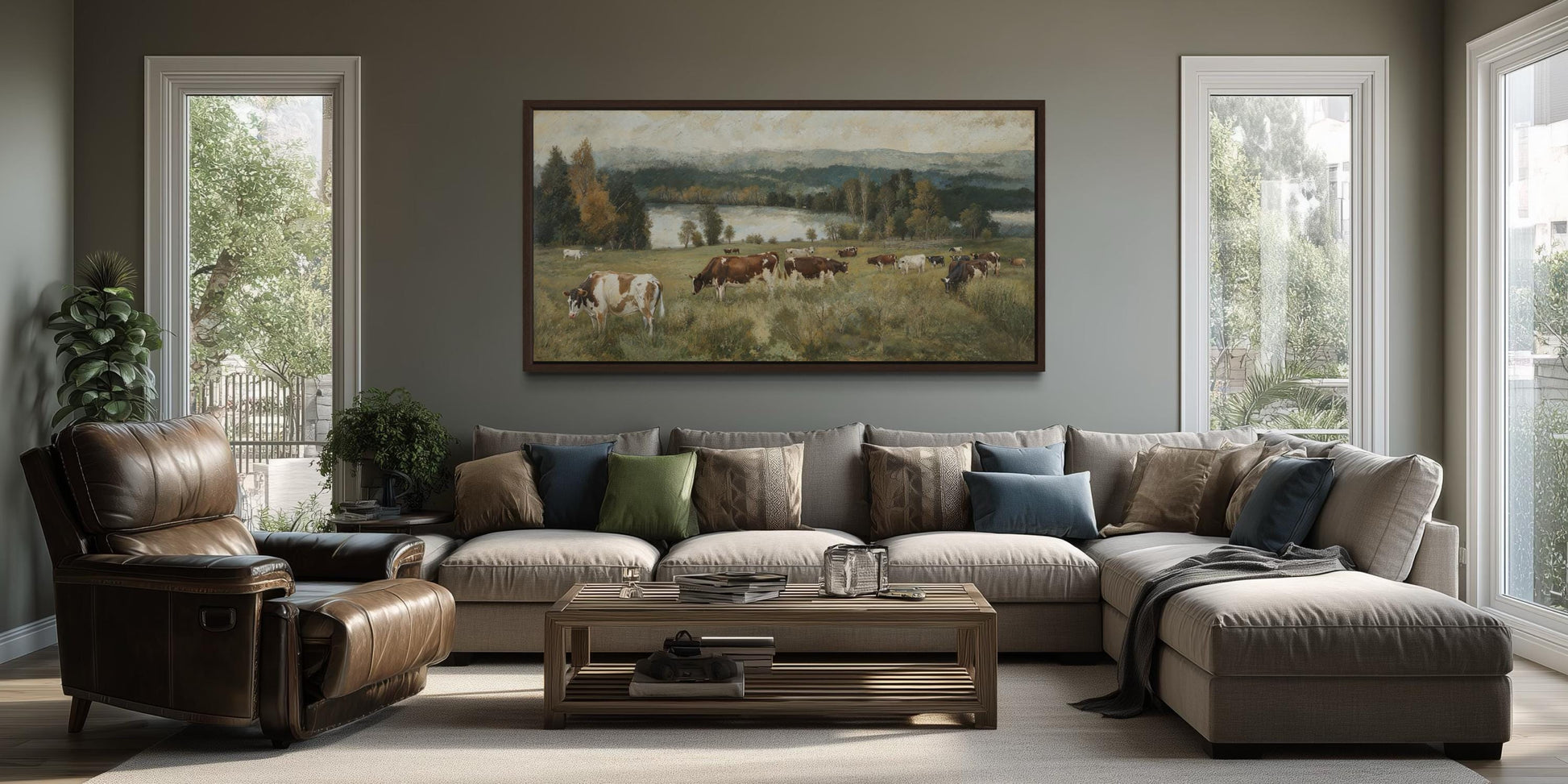 Cows In The Pasture Canvas Wall Art For Farmhouse Decor