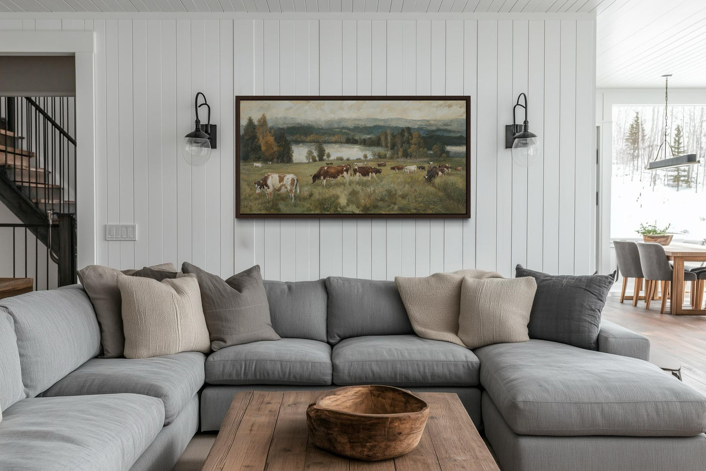 Cows In The Pasture Canvas Wall Art For Farmhouse Decor