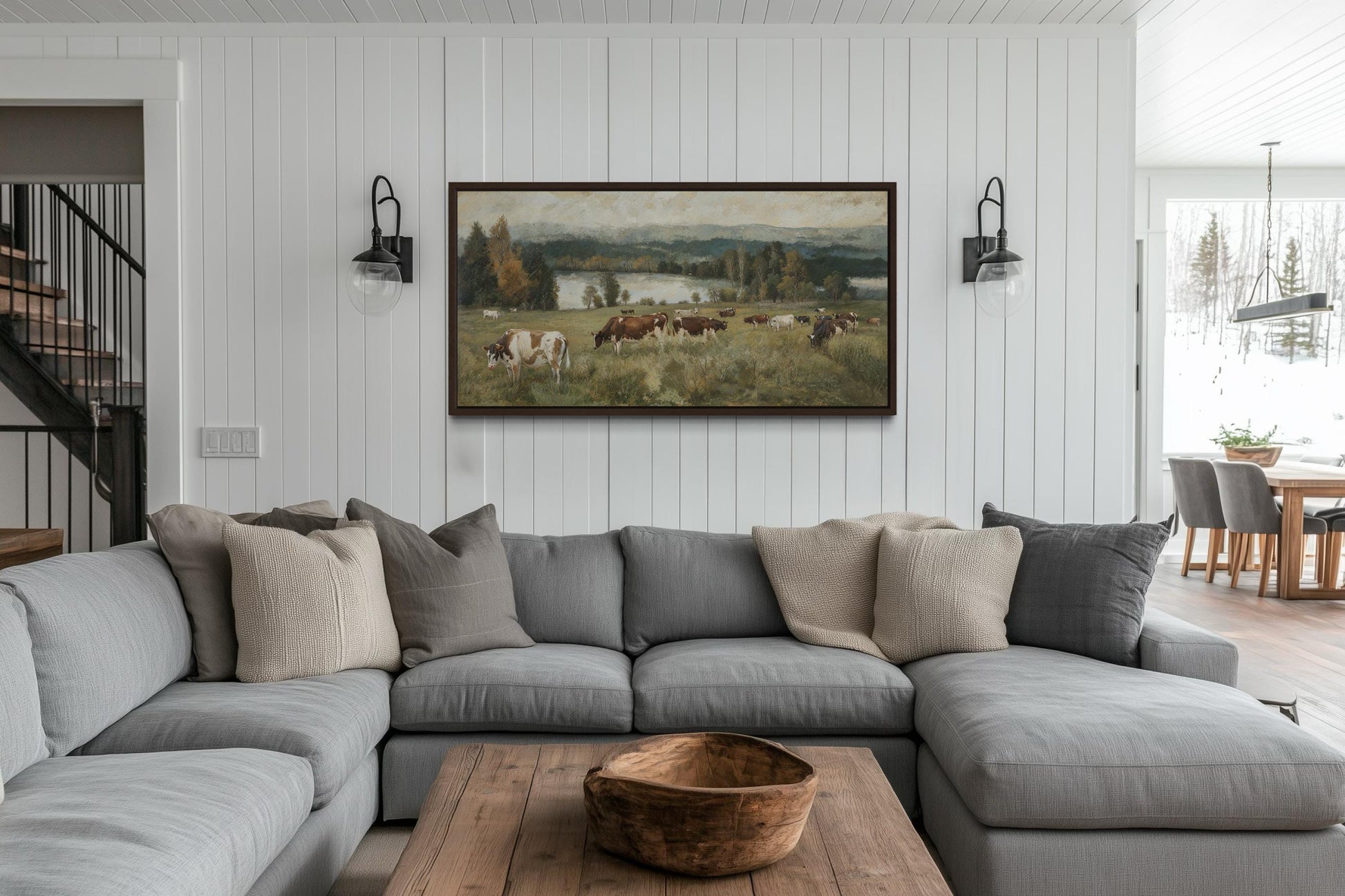 Cows In The Pasture Canvas Wall Art For Farmhouse Decor