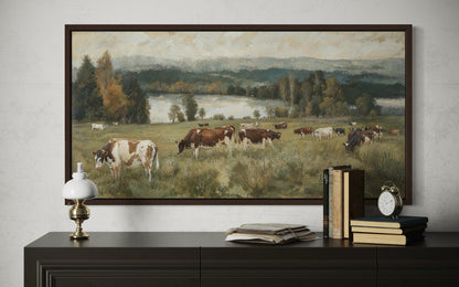 Cows In The Pasture Canvas Wall Art For Farmhouse Decor