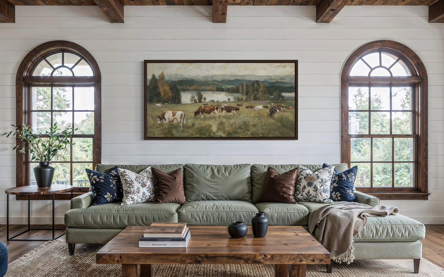 Cows In The Pasture Canvas Wall Art For Farmhouse Decor
