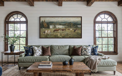 Cows In The Pasture Canvas Wall Art For Farmhouse Decor