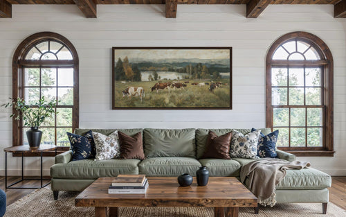 Cows In The Pasture Canvas Wall Art For Farmhouse Decor