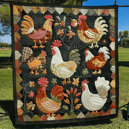 Cozy Henhouse Quilted Blanket - Throw (55" x 60")