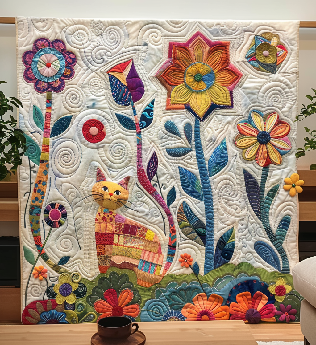 Cozy Cat Cottages Quilted Blanket - Throw (55" x 60")