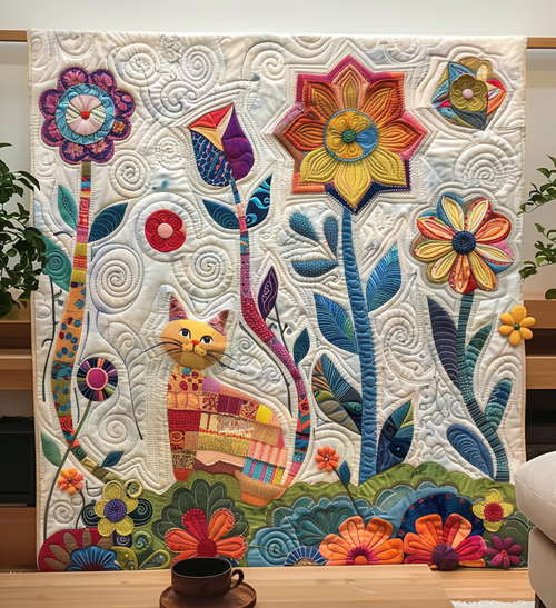 Cozy Cat Cottages Quilted Blanket - Throw (55" x 60")