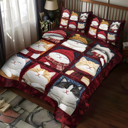 Cozy Cats 3-Piece Quilted Bedding Set - Single (59" x 70")