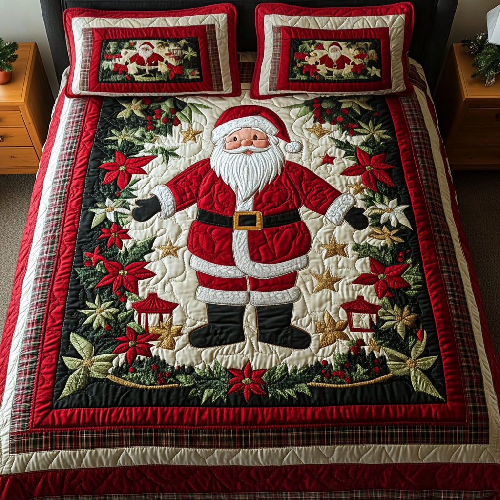Cozy Claus 3-Piece Quilted Bedding Set - Single (59" x 70")