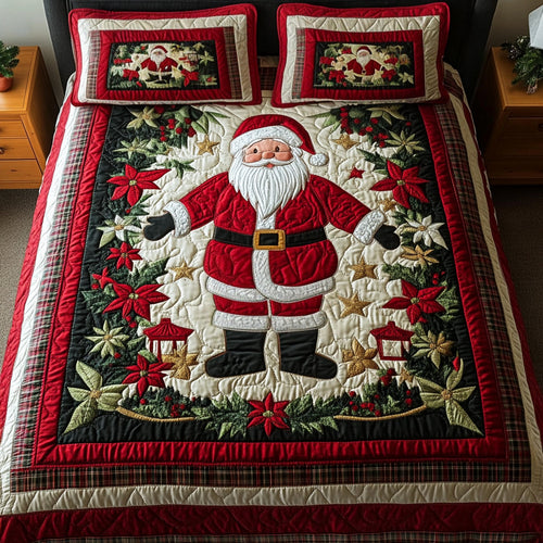Cozy Claus 3-Piece Quilted Bedding Set - Single (59" x 70")