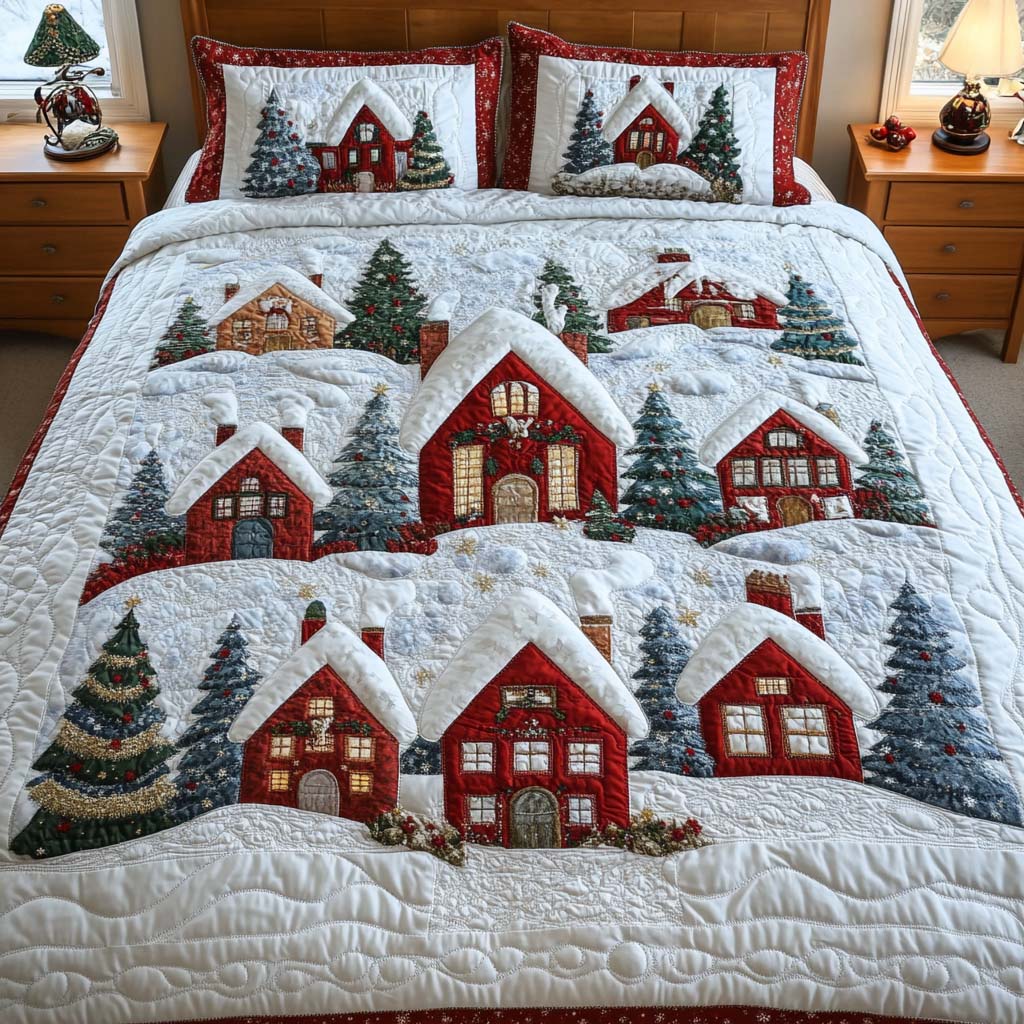 Cozy Cottage Night 3-Piece Quilted Bedding Set - Single (59" x 70")