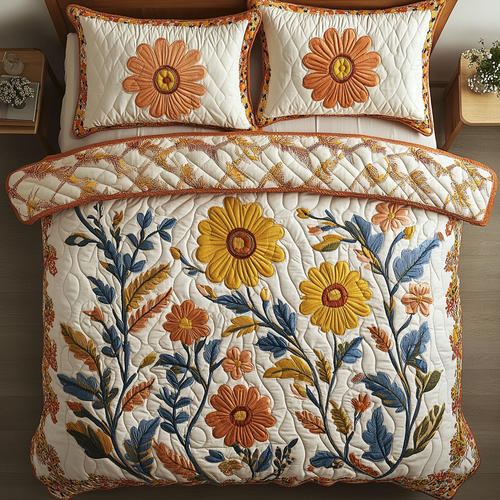 Cozy Flora 3-Piece Quilted Bedding Set - Single (59" x 70")