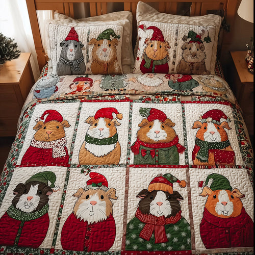 Cozy Guinea Pig 3-Piece Quilted Bedding Set - Single (59" x 70")