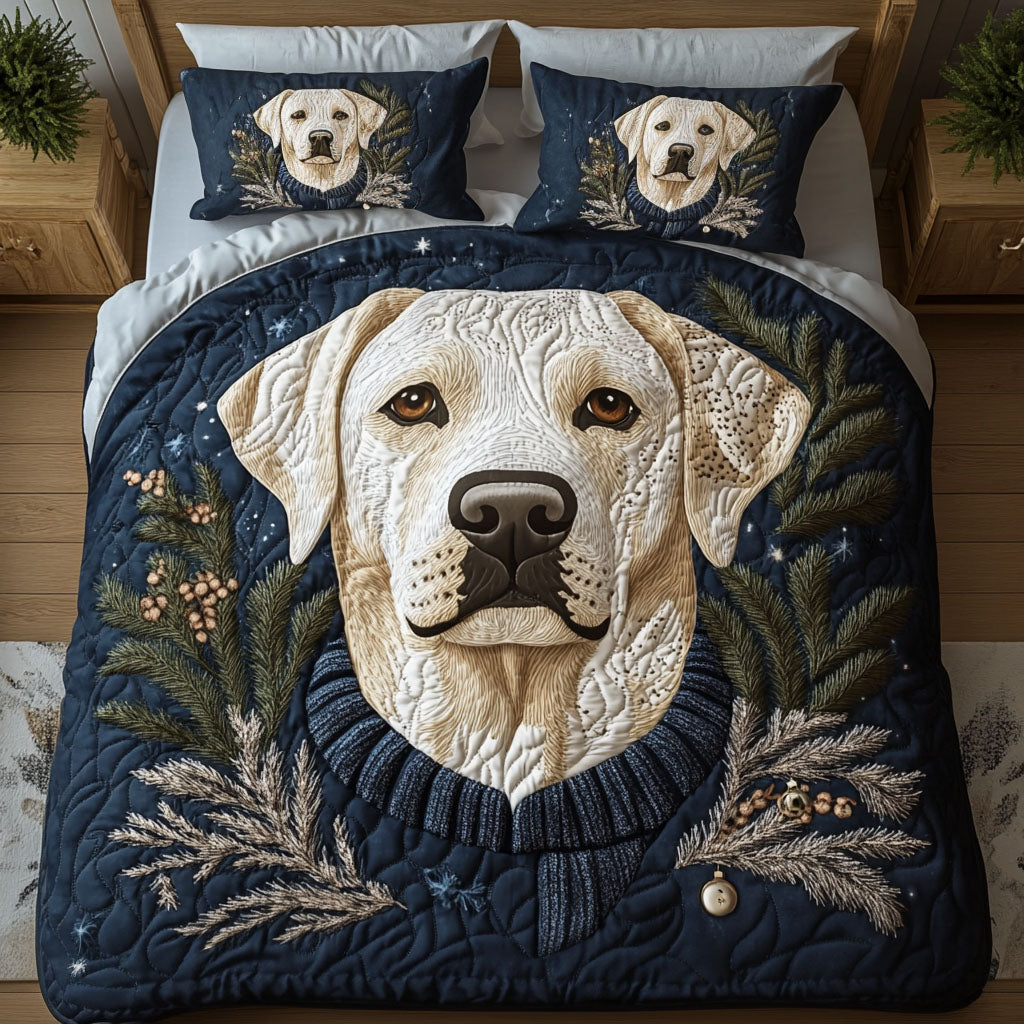 Cozy Labrador Paws 3-Piece Quilted Bedding Set - Single (59" x 70")