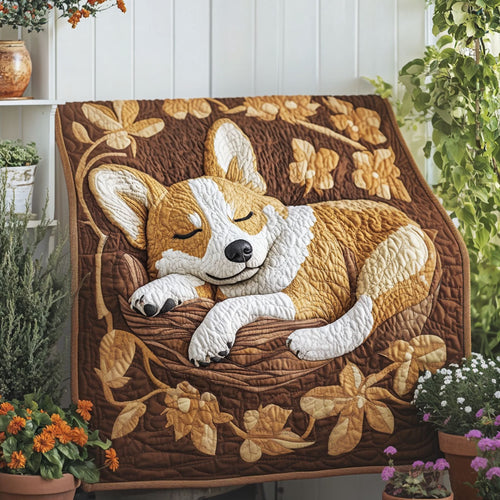 Cozy Nap Corgi Quilted Blanket - Baby (30" x 40")
