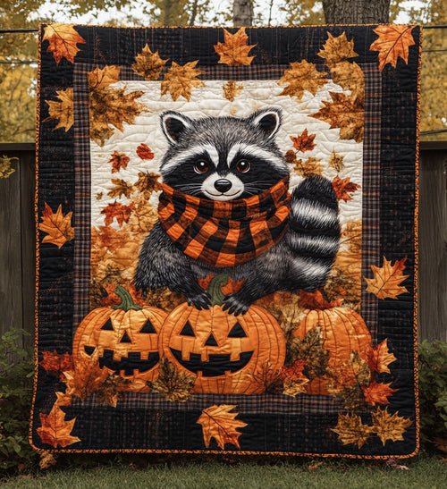 Cozy Raccoon Quilted Blanket - Throw (55" x 60")
