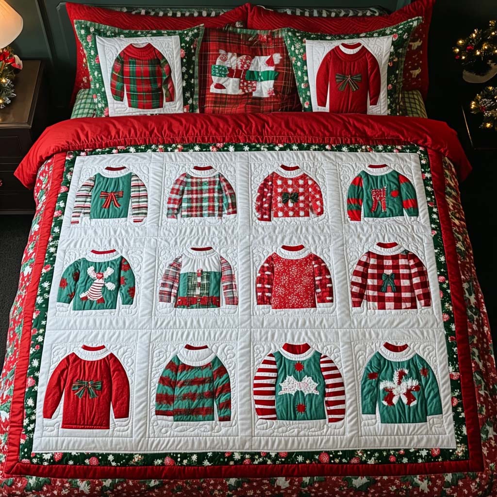 Cozy Sweater 3-Piece Quilted Bedding Set - Single (59" x 70")