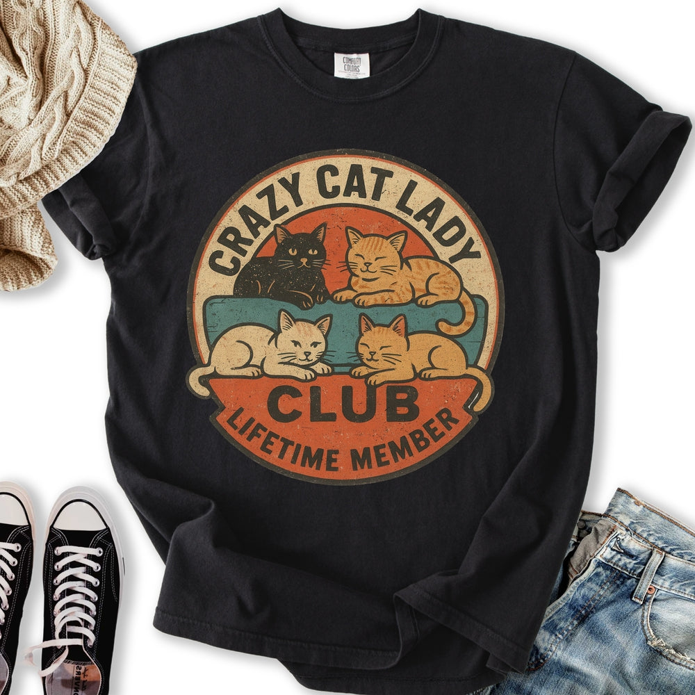 Retro Crazy Cat Lady Club Relaxed Tee