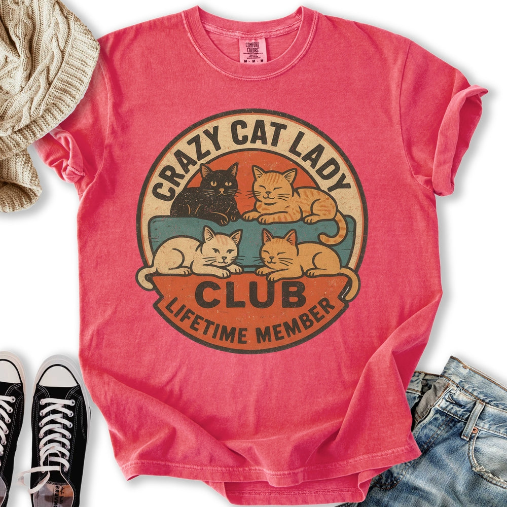 Retro Crazy Cat Lady Club Relaxed Tee