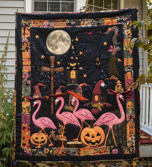 Creepy Flamingos Quilted Blanket - Throw (55" x 60")