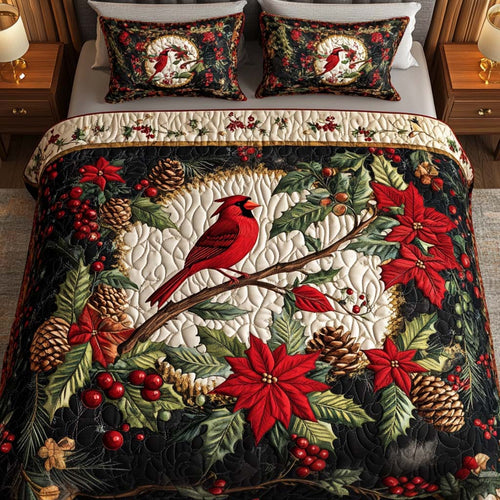 Crimson Elegance 3-Piece Quilted Bedding Set - Single (59" x 70")