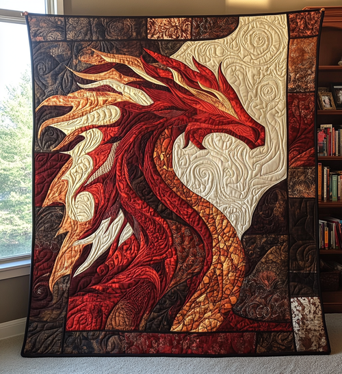 Crimson Flame Quilted Blanket - Throw (55" x 60")
