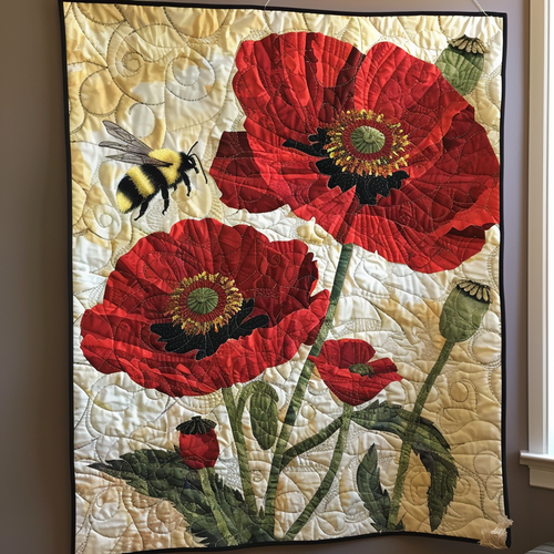 Crimson Serenade Quilted Blanket - Throw (55" x 60")