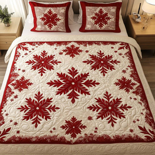 Crimson Snow 3-Piece Quilted Bedding Set - Single (59" x 70")